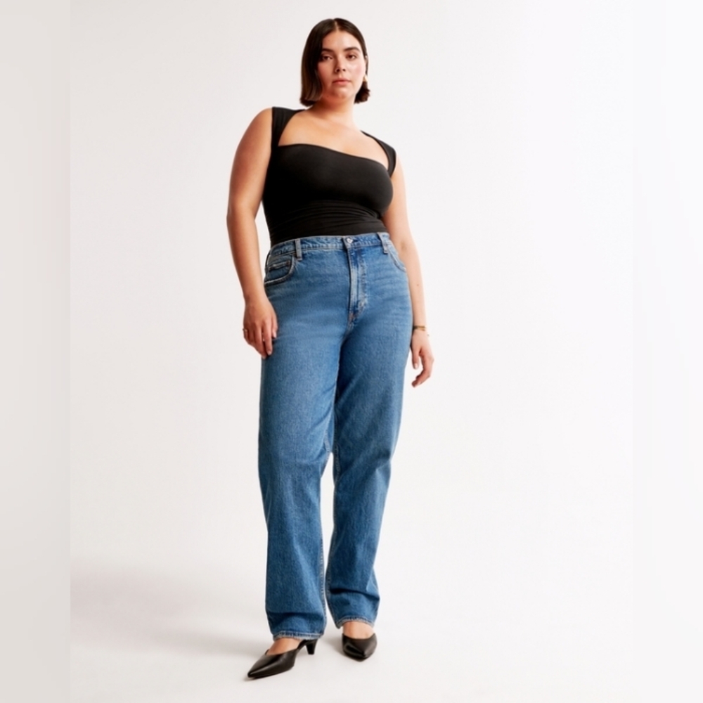Abercrombie & Fitch the 90s straight ultra high rise jeans curve love Sz 32/14